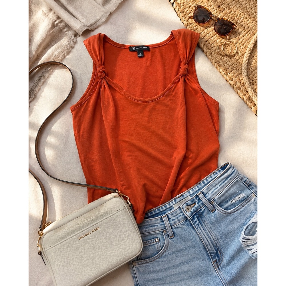INC International Concepts Summer Fig Knotted Strap Tank Top M NWT Boho Chic